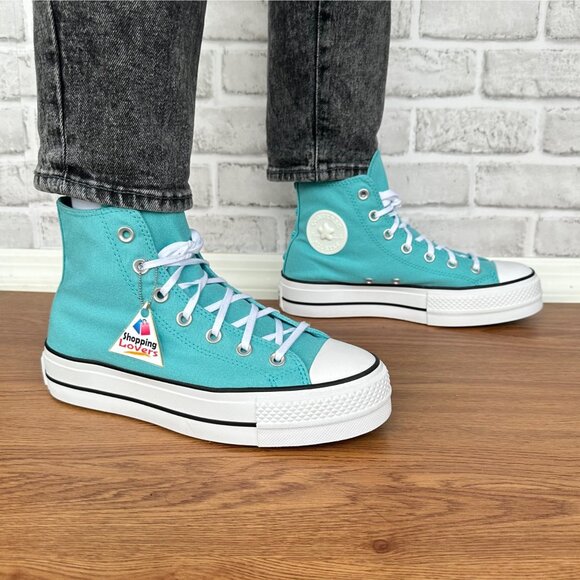 ⭐Converse Chuck Taylor All Star Lift Platform Charms 8 Womens Shoes Teal A06492C - Picture 3 of 13